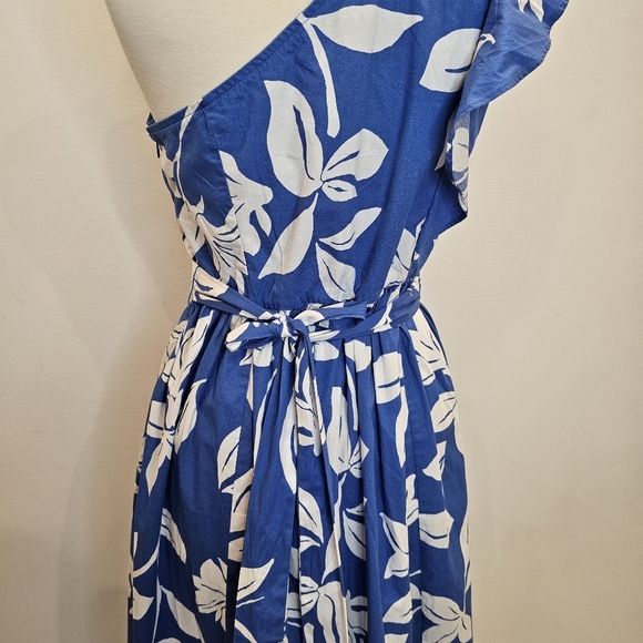 J. Crew Blue Floral One Shoulder Midi Dress Women's Size 12 NWT - Picture 10 of 13